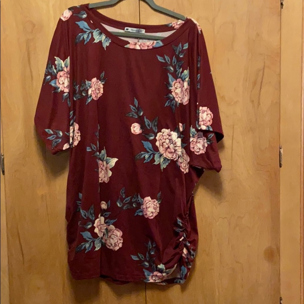 Burgundy floral top